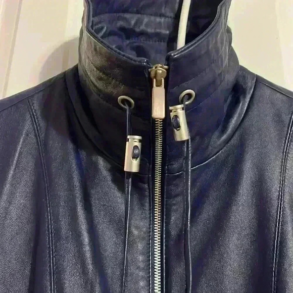 Chico’s genuine leather jacket coat blue leather soft size 0 small/medium - Picture 5 of 11